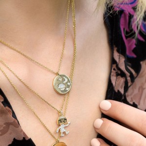 Yellow Silver Mini Galaxy Pendant Necklace