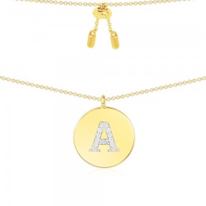 Yellow Silver Alphabet-a Necklace