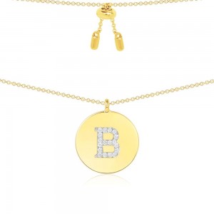 Yellow Silver Alphabet-b Necklace