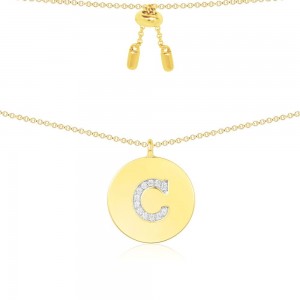 Yellow Silver Alphabet-c Necklace