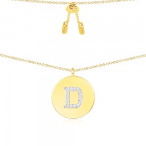 Yellow Silver Alphabet-d Necklace