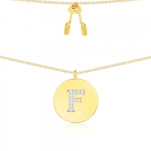 Yellow Silver Alphabet-f Necklace