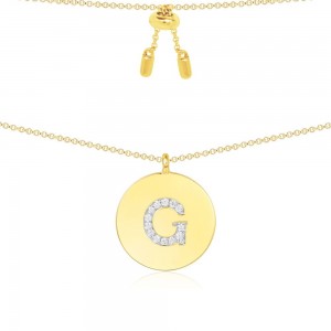 Yellow Silver Alphabet-g Necklace