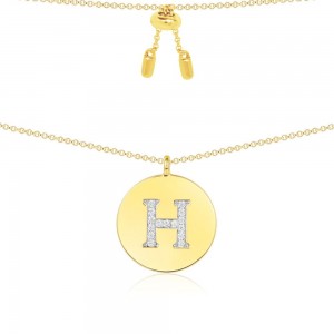 Yellow Silver Alphabet-h Necklace