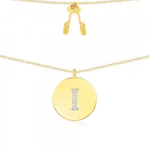 Yellow Silver Alphabet-i Necklace