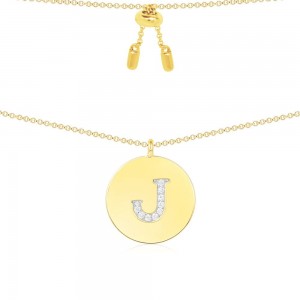 Yellow Silver Alphabet-j Necklace