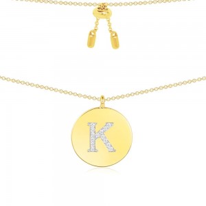 Yellow Silver Alphabet-k Necklace