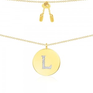 Yellow Silver Alphabet-l Necklace