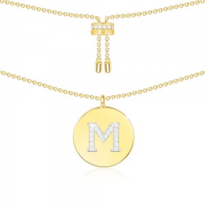 Yellow Silver Alphabet-m Necklace
