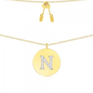 Yellow Silver Alphabet-n Necklace