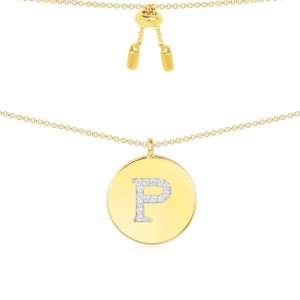 Yellow Silver Alphabet-p Necklace