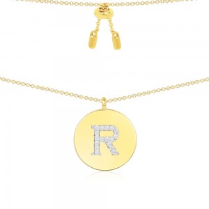 Yellow Silver Alphabet-r Necklace