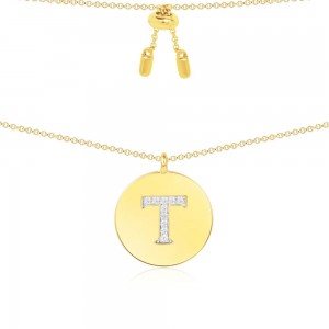 Yellow Silver Alphabet-t Necklace