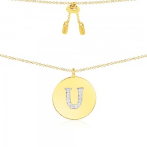 Yellow Silver Alphabet-u Necklace