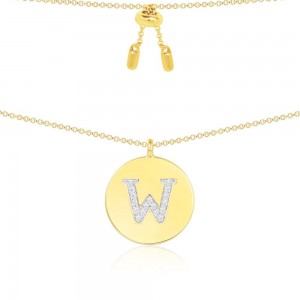 Yellow Silver Alphabet-w Necklace