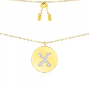 Yellow Silver Alphabet-x Necklace