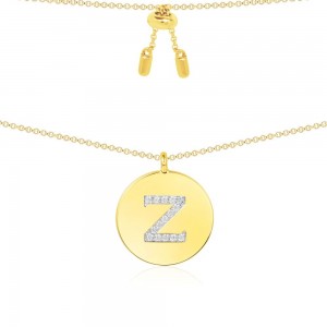 Yellow Silver Alphabet-z Necklace