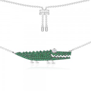 Silver Green Croco Necklace