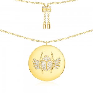 Yellow Silver Scarab Necklace