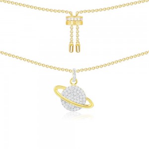 Yellow Silver Planet Necklace