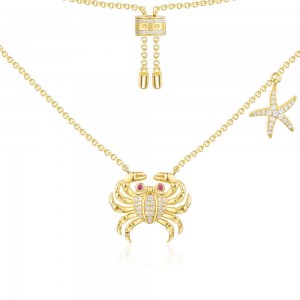 Crab Necklace - yellow silver
