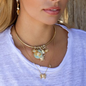 Crab Necklace - yellow silver