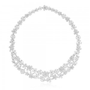 Double Chain Silver Floral  Necklace