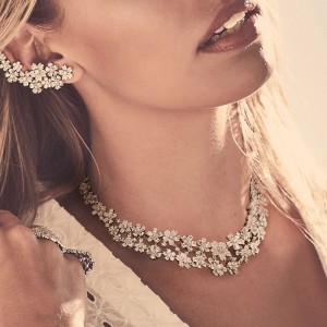 Double Chain Silver Floral  Necklace