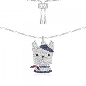 Navy Silver 'doggy' Necklace
