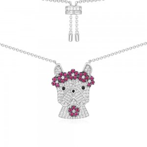 Pink Silver 'doggy' Necklace