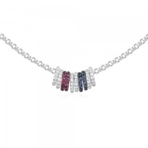Silver Necklace With Colors Sliding Mini Rings