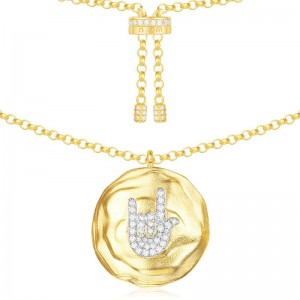 Hand necklace - yellow silver