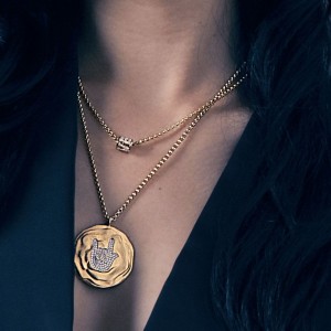 Hand necklace - yellow silver