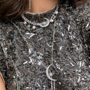 Silver MÉtÉorites De NoËl Chain Choker With Pearl