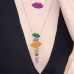 Multicolor Silver Lips Necklace