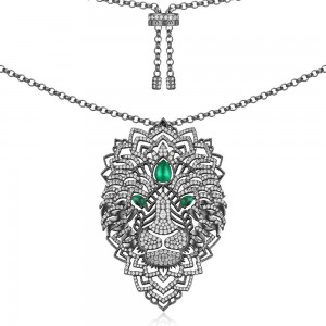 Dark Gray Silver 'fÉroce ' Necklace