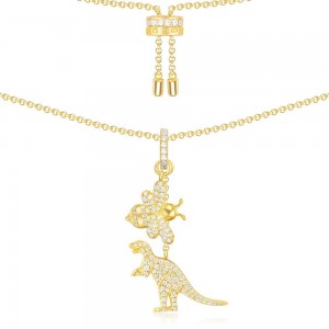 Yellow Silver Rexy & Bee Necklace
