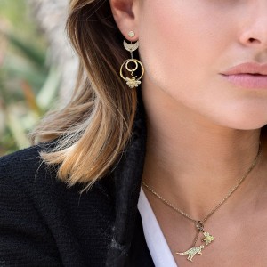 Yellow Silver Rexy & Bee Necklace