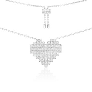 Silver Pixel Heart Necklace