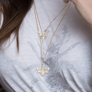 Yellow Silver Wasp Necklace
