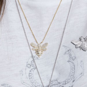 Yellow Silver Bumble Bee Necklace