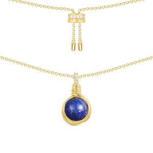 Yellow Silver Intemporel Lapis Necklace