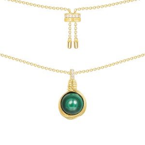 Yellow Silver Intemporel Malachite Necklace