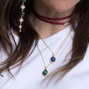 Yellow Silver Intemporel Malachite Necklace