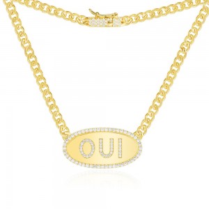 Yellow Silver Oui Chain Necklace