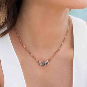 Pink Silver Piercing Necklace With Mini Rings